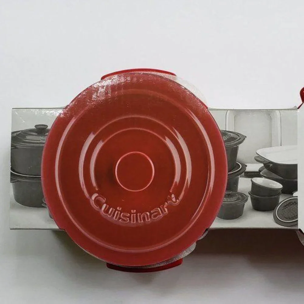 CUISINART Chefs Classic Mini Round Covered Cocottes Bakeware in Red Set of Two
